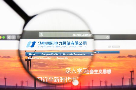 Los Angeles, California, USA - 12 March 2019: Illustrative Editorial, Huadian Power International website homepage. Huadian Power International logo visible on display screenのeditorial素材