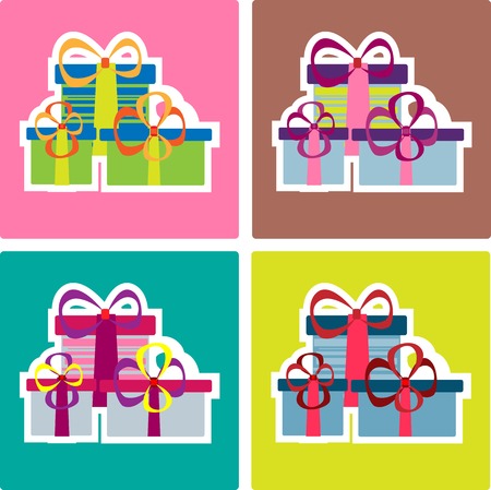 Vector image of Christmas gift multi color with stripesのイラスト素材