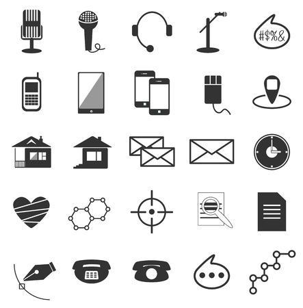 white and black vector icons science show business Internetのイラスト素材