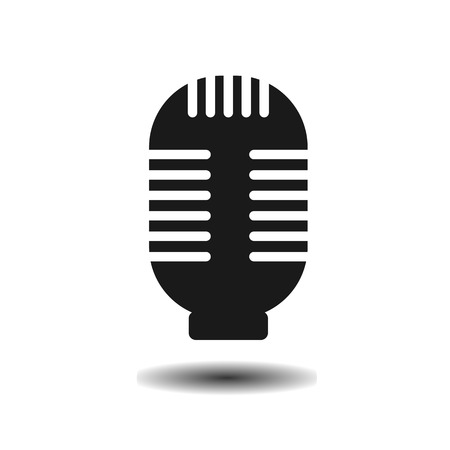 black microphone on the table flat vector icon on light background with shadowのイラスト素材