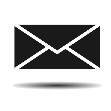 black envelope flat vector icon on light background with shadowのイラスト素材