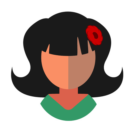Latin woman flat icon housewife in green dress avatarのイラスト素材