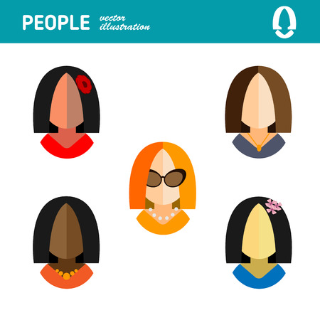 Flat avatar business woman on white background setのイラスト素材