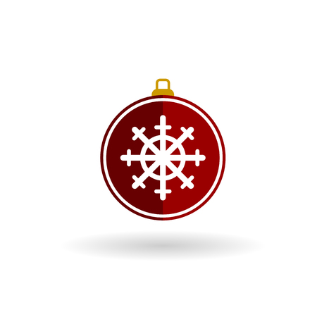 Red Christmas ball color vector flat icon on a white background with shadowのイラスト素材