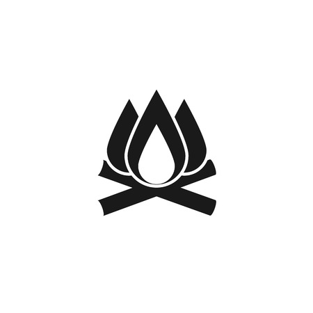 Fire black flat vector icon on white backgroundのイラスト素材