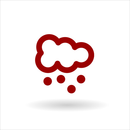 Color cloud with snow vector line icon on white background with shadowのイラスト素材