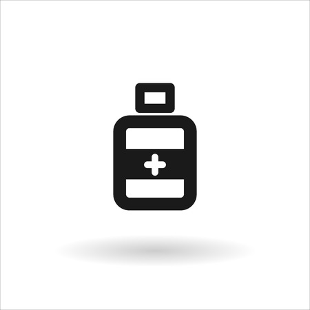 black bottle medical vector line icon on white background with shadowのイラスト素材