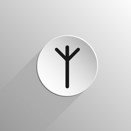 magic, black icon rune Algiz on a light background with long shadowのイラスト素材