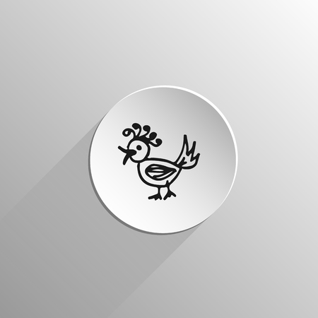 beautiful bird rooster in the style of Doodle on a light background with falling long shadowのイラスト素材