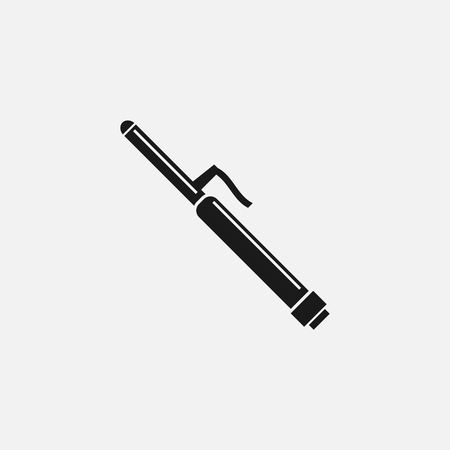 hair salon Curling iron for hair, flat black icon on white backgroundのイラスト素材