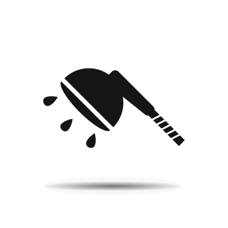 shower hose black flat icon on a white background with shadowのイラスト素材