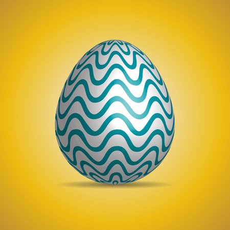template white Easter egg with shadow and 3d volume pattern on yellow backgroundのイラスト素材