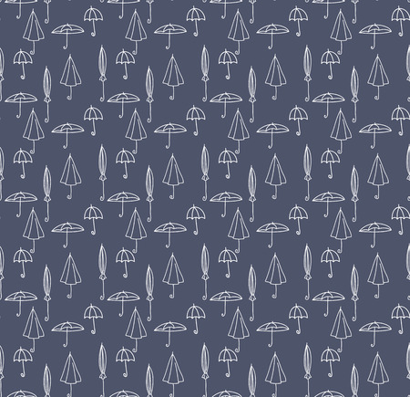 Creative seamless pattern with open and closed umbrella on an isolated backgroundのイラスト素材