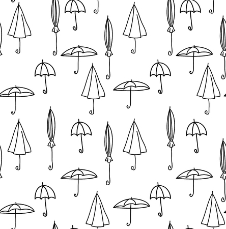 Creative seamless pattern with open and closed umbrella on an isolated backgroundのイラスト素材