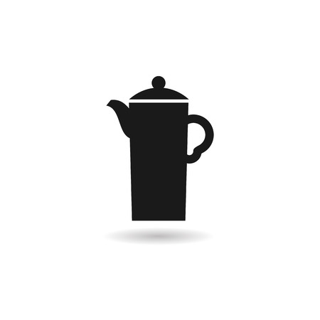 Coffee pot, computer black icon, web button business badge or label as sticker on white backgroundのイラスト素材