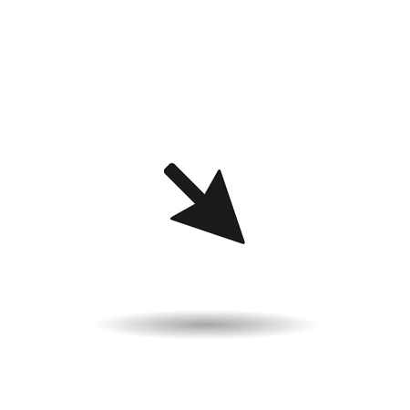 black arrow black web icon, fine line illustration for mobile app color picture on a white isolated background with shadowのイラスト素材