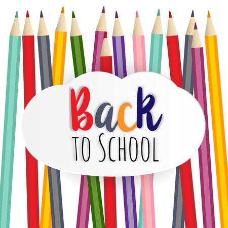 background image for students welcome back to the school. School supplies multicolored pencil, rubber, ruler.のイラスト素材