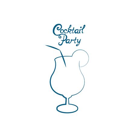 Sketch tropical cocktail in glass with lime slice isolated on white background vector illustration for partyのイラスト素材