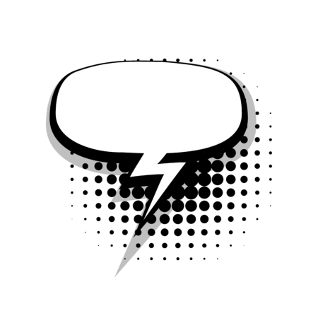 Blank template comic speech oval bubble halftone dot background style pop art. Comic dialog empty cloud, space text style pop art. Creative composition idea conversation comic sketch explosionのイラスト素材