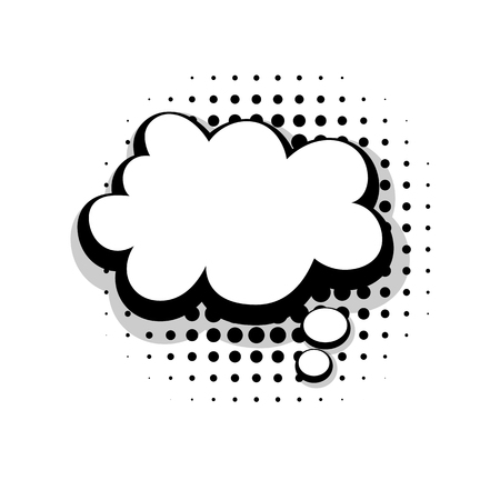 Blank template funny comic speech cloud bubble halftone dot background style pop art. Comic dialog empty cloud, space text style pop art. Creative composition idea conversation comic sketch explosionのイラスト素材