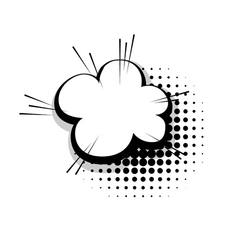 Blank template comic speech cloud line bubble halftone dot background style pop art. Comic dialog empty cloud, space text style pop art. Creative composition idea conversation comic sketch explosionのイラスト素材