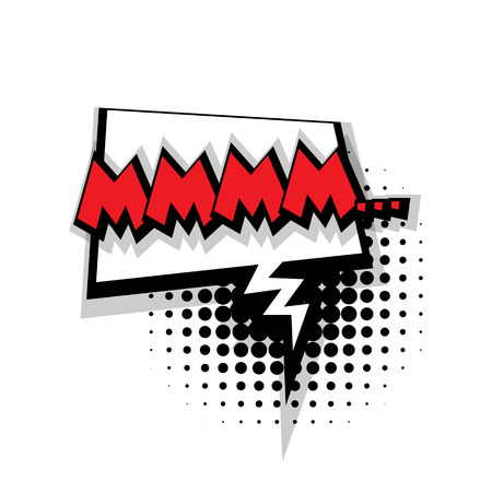 Lettering mmmm. Comic text sound effects pop art style vector. Sound bubble speech phrase comic text cartoon balloon expression sounds illustration. Comic text background template. Comics book balloonのイラスト素材