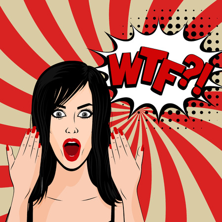 Angry sexy brunette girl pop artのイラスト素材