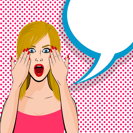 Surprised young sexy blonde girl pop artのイラスト素材