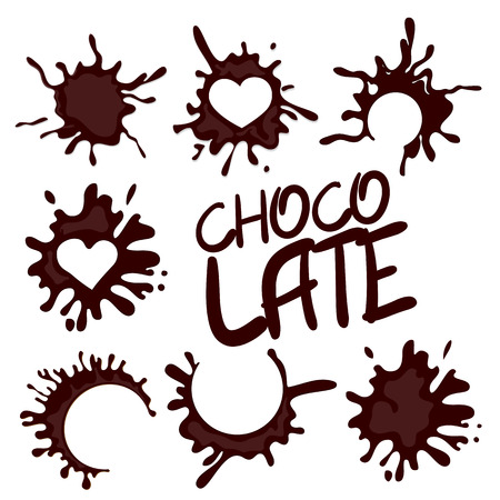 Realistic hot chocolate drop collectionのイラスト素材