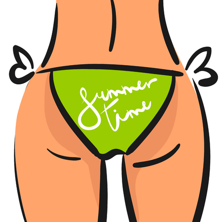 Summer Time poster card sexy woman assのイラスト素材