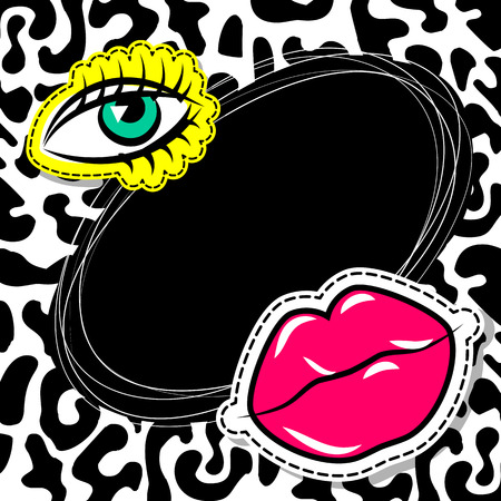 Fashion 90 comic text oval eye lipsのイラスト素材