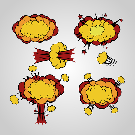 Comic book cartoon explosion cloud setのイラスト素材