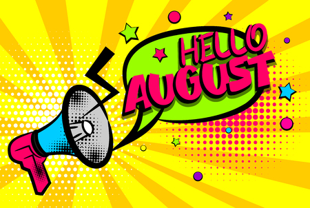 Hello august comic text pop art colored bubbleのイラスト素材