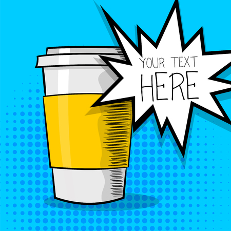 Pop art comic cartoon coffee cupのイラスト素材