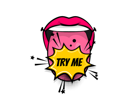 Comic text pop art tongue mouth girl powerのイラスト素材