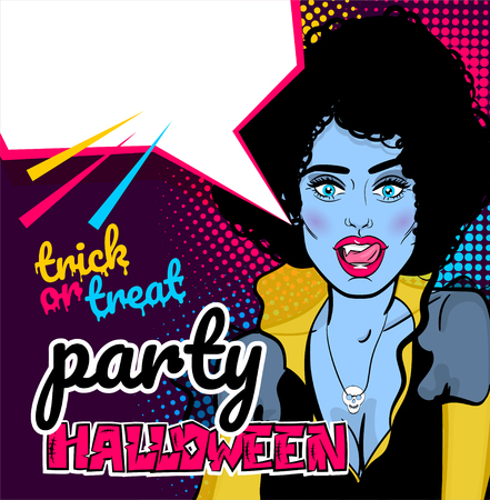 Pop art Halloween vampire sexy womanのイラスト素材