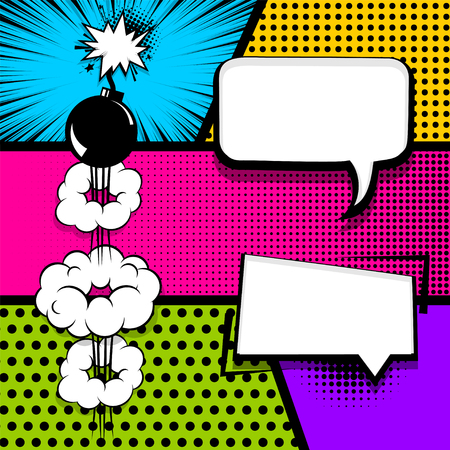 Pop art strip comic text speech bubble bombのイラスト素材