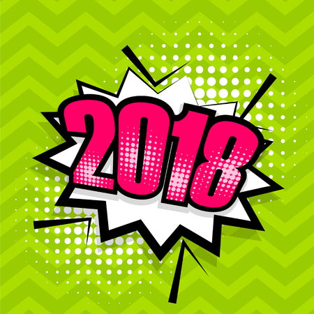 Pop art comic text 2018 speech bubbleのイラスト素材