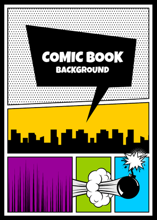 Color comics book cover vertical backdropのイラスト素材