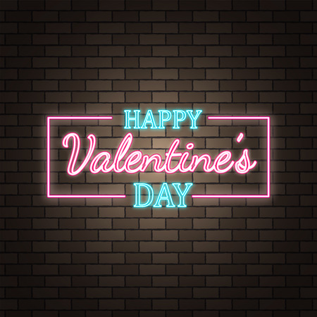 Neon text valentines day bannerのイラスト素材