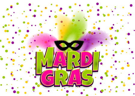 Mardi Gras party mask card design.のイラスト素材