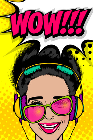 Wow speech bubble with woman pop art vector illustrationのイラスト素材