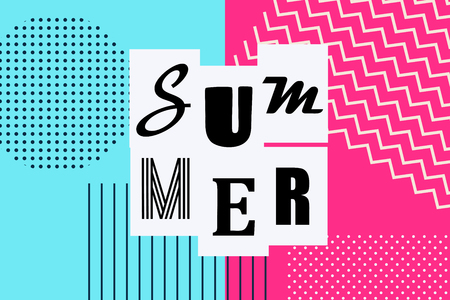 Summer banner vintage Memphis style