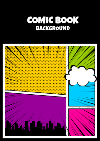 Color comics book cover vertical backdropの写真素材
