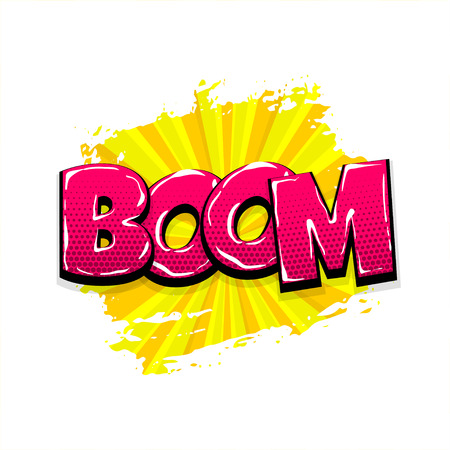 Comic text pop art grunge brush boom bombのイラスト素材