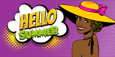 Woman pop art speech bubble text advertiseのイラスト素材