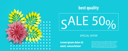 Horizontal paper flower sale bannerのイラスト素材