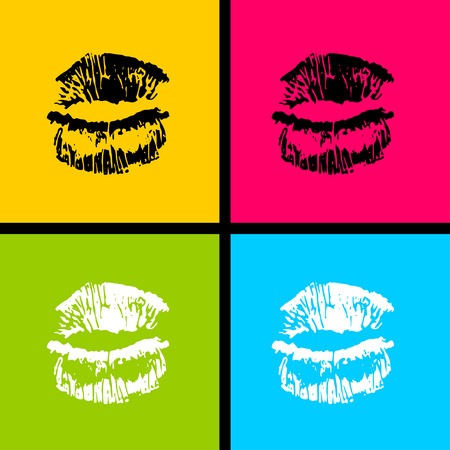 Open mouth woman lips tongue pop art style isolated on a white background.のイラスト素材