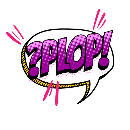 Plop - no comments spanish language comic text sound effects pop art style. Vector speech bubble word short phrase cartoon expression illustration. Comics book colored halftone backgroundのイラスト素材