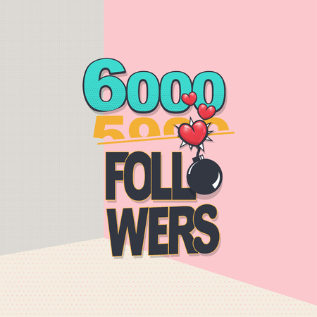 Follower banner comic text pop art design. Pop art comic text background. Web social media post like.Social network blogger chat template. Explosion heart sign.のイラスト素材